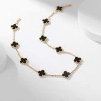 [Solara Jewelry]CLOVERS THE 10-MOTIFS ONYX NECKLACE