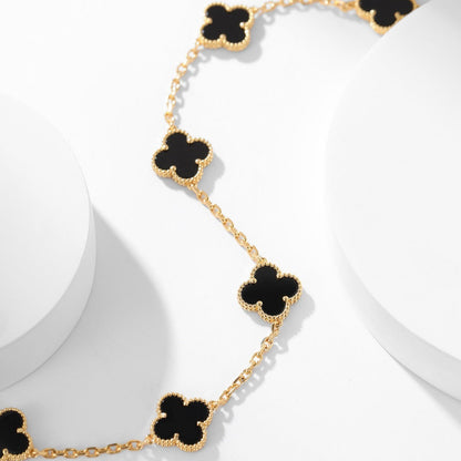[Solara Jewelry]CLOVERS THE 10-MOTIFS ONYX NECKLACE