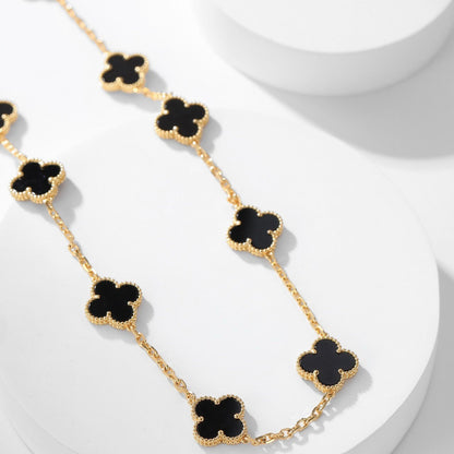 [Solara Jewelry]CLOVERS THE 10-MOTIFS ONYX NECKLACE
