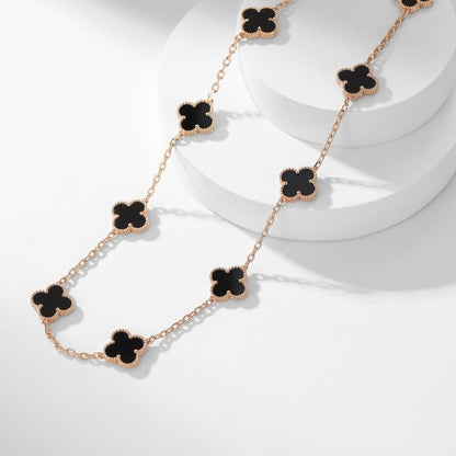 [Solara Jewelry]CLOVERS THE 10-MOTIFS ONYX NECKLACE