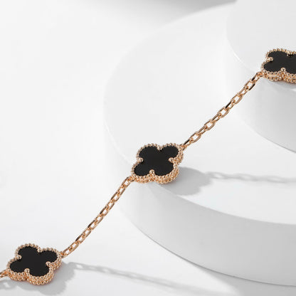 [Solara Jewelry]CLOVERS THE 10-MOTIFS ONYX NECKLACE