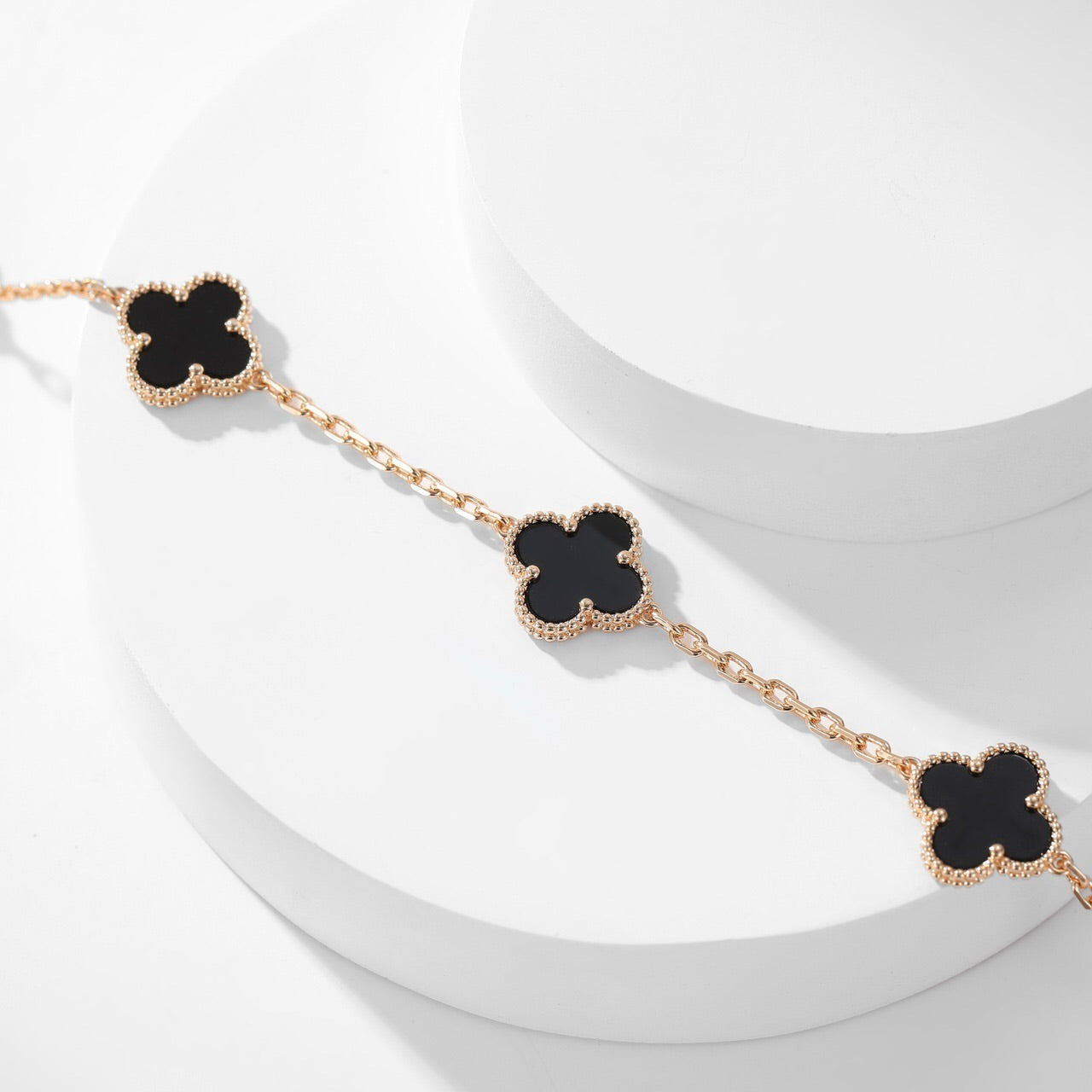 [Solara Jewelry]CLOVERS THE 10-MOTIFS ONYX NECKLACE