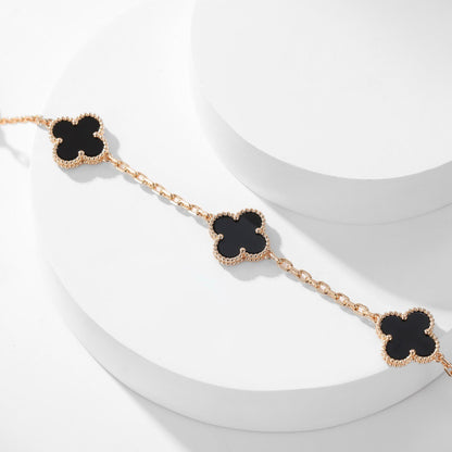 [Solara Jewelry]CLOVERS THE 10-MOTIFS ONYX NECKLACE