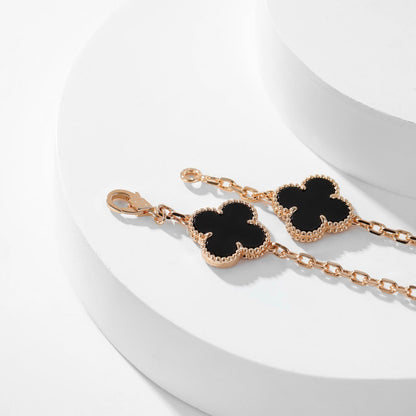 [Solara Jewelry]CLOVERS THE 10-MOTIFS ONYX NECKLACE