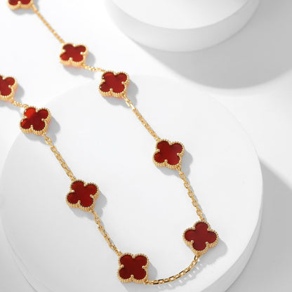 [Solara Jewelry]CLOVERS THE  10-MOTIFS CARNELIAN NECKLACE