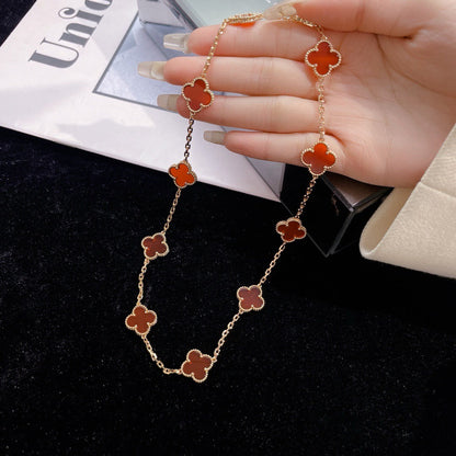 [Solara Jewelry]CLOVERS THE  10-MOTIFS CARNELIAN NECKLACE