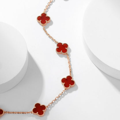 [Solara Jewelry]CLOVERS THE  10-MOTIFS CARNELIAN NECKLACE