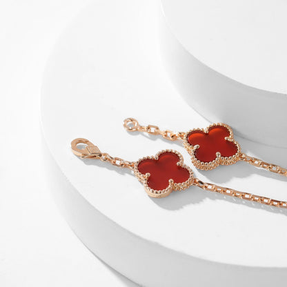 [Solara Jewelry]CLOVERS THE  10-MOTIFS CARNELIAN NECKLACE
