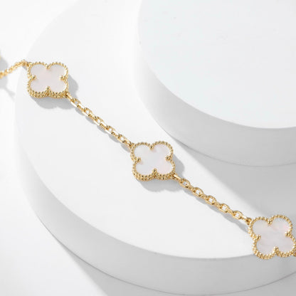 [Solara Jewelry]CLOVERS THE 10-MOTIFS WHITE MOTHER OF PEARL NECKLACE