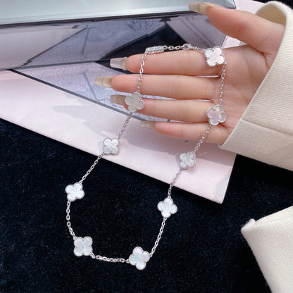 [Solara Jewelry]CLOVERS THE 10-MOTIFS WHITE MOTHER OF PEARL NECKLACE