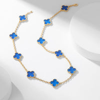 [Solara Jewelry]CLOVERS DIE 10-MOTIVE BLAUER ACHAT HALSKETTE