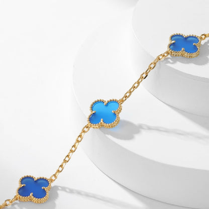 [Solara Jewelry]CLOVERS THE 10-MOTIFS BLUE AGATE NECKLACE