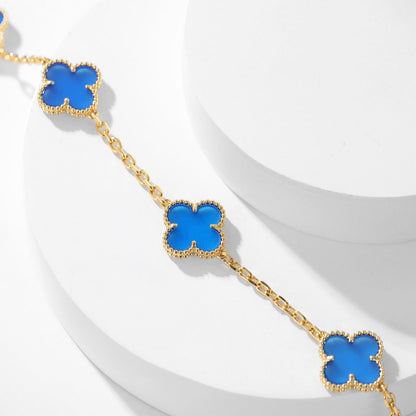 [Solara Jewelry]CLOVERS THE 10-MOTIFS BLUE AGATE NECKLACE
