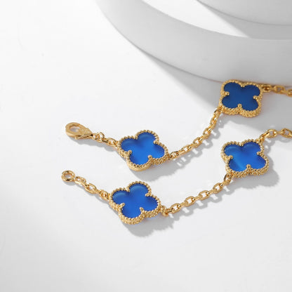 [Solara Jewelry]CLOVERS THE 10-MOTIFS BLUE AGATE NECKLACE