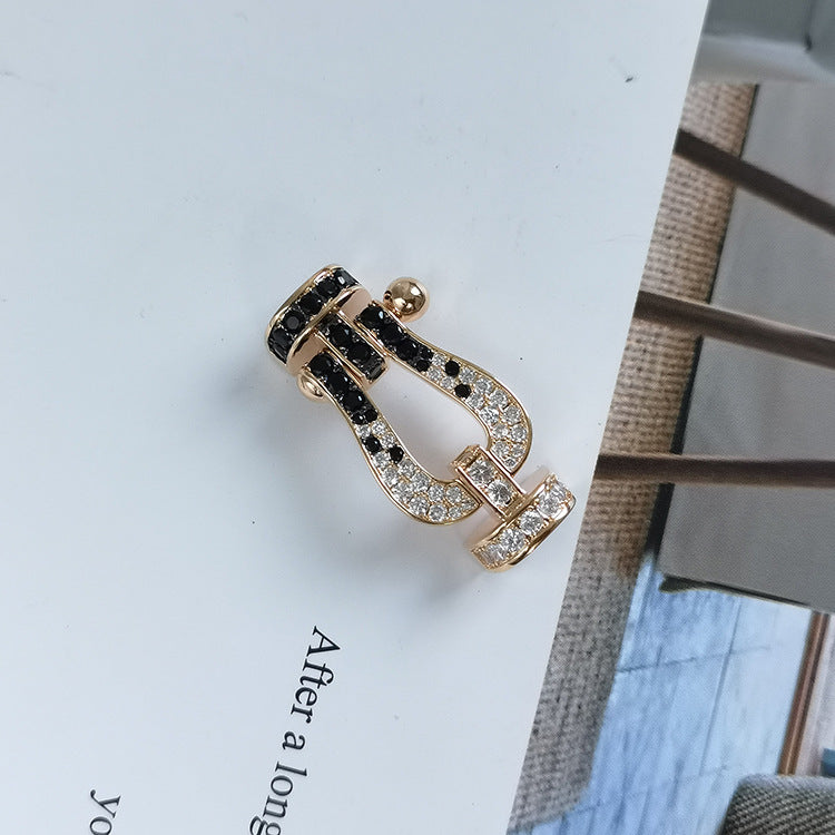[Solara Jewelry]FORCE LARGE HORSESHOE BLACK WHITE DIAMOND BRACELET ROSE GOLD