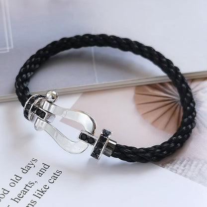 [Solara Jewelry]FORCE LARGE HORSESHOE BLACK DIAMOND BRACELET SILVER