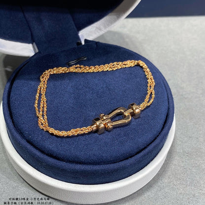 [Solara Jewelry]FORCE SMALL HORSESHOE  DIAMOND CHAIN ROPE BRACELET
