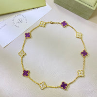 [Solara Jewelry]CLOVER 10 MOTIFS VIOLETTER DIAMANT HALSKETTE