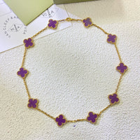 [Solara Jewelry]KLEEBLATT 10 MOTIVE LILA VIOLETT HALSKETTE