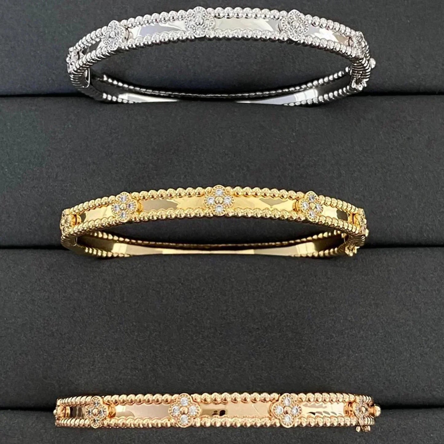 [Solara Jewelry]CLOVER BRACELET 4MM DIAMONDS