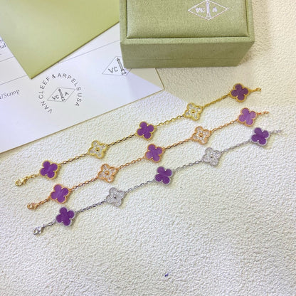 [Solara Jewelry]CLOVER  5 MOTIFS  PURPLE VIOLET DIAMOND BRACELET
