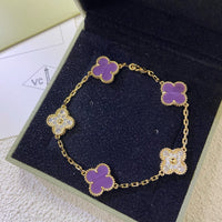 [Solara Jewelry]CLOVER  5 MOTIFS  PURPLE VIOLET DIAMOND BRACELET
