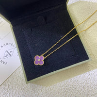 [Solara Jewelry]CLOVER 15MM DIAMOND  PURPLE VIOLET NECKLACE