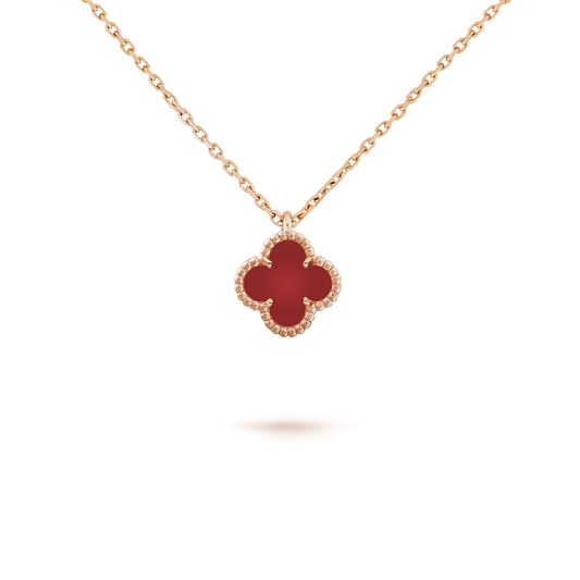 [Solara Jewelry]CLOVER MINI 9.5MM WHITE CARNELIANS NECKLACE