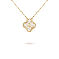 [Solara Jewelry]CLOVER 15MM DIAMANT EINZELBLUMEN-HALSKEITE