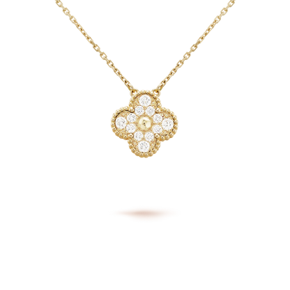 [Solara Jewelry]CLOVER 15MM DIAMOND SINGLE FLOWER NECKLACE