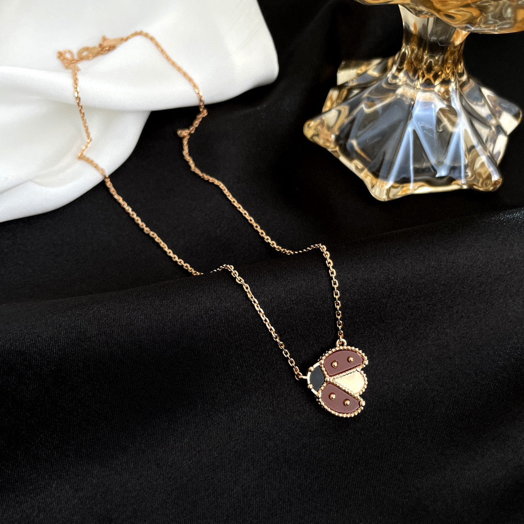 [Solara Jewelry]LUCKY  CARNELIANS LADYBUG NECKLACE