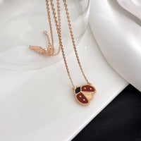 [Solara Jewelry]LUCKY  CARNELIANS LADYBUG NECKLACE