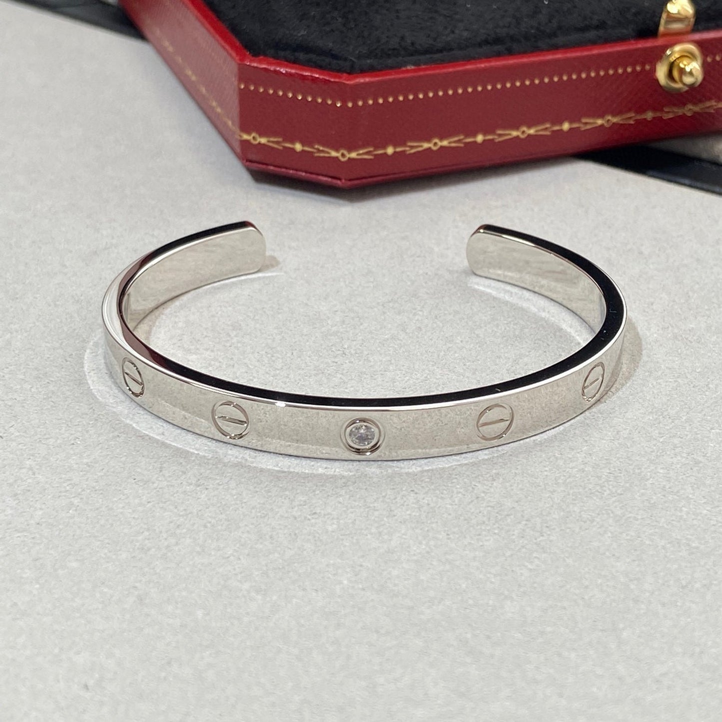 [Solara Jewelry]LOVE BRACELET 6.1MM 1 DIAMOND OPEN CUFF