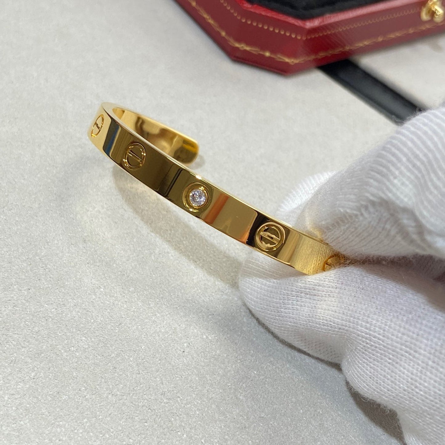[Solara Jewelry]LOVE BRACELET 6.1MM 1 DIAMOND OPEN CUFF