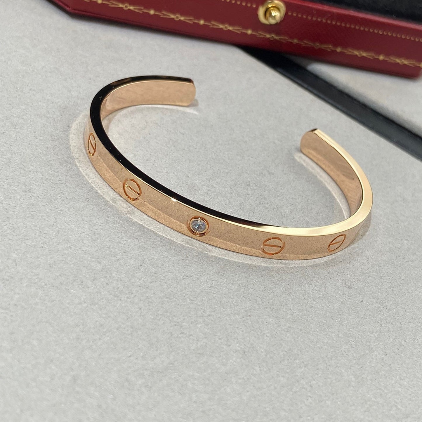 [Solara Jewelry]LOVE BRACELET 6.1MM 1 DIAMOND OPEN CUFF