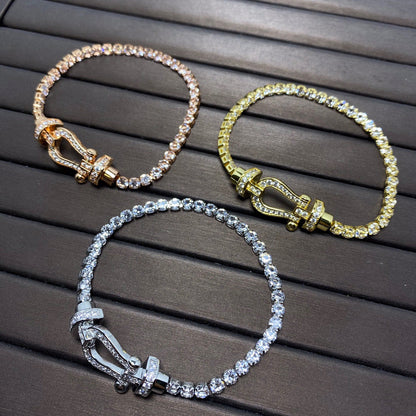 [Solara Jewelry]FORCE  LARGE HORSESHOE FULL DIAMOND TENNIS BRACELET