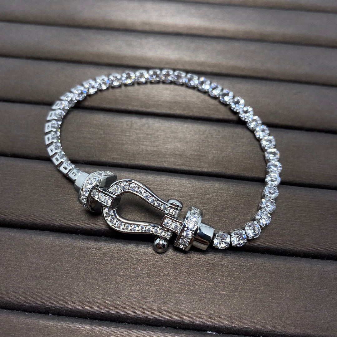 [Solara Jewelry]FORCE  LARGE HORSESHOE FULL DIAMOND TENNIS BRACELET