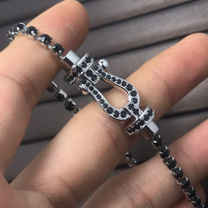 [Solara Jewelry]FORCE  LARGE HORSESHOE FULL DIAMOND TENNIS BRACELET