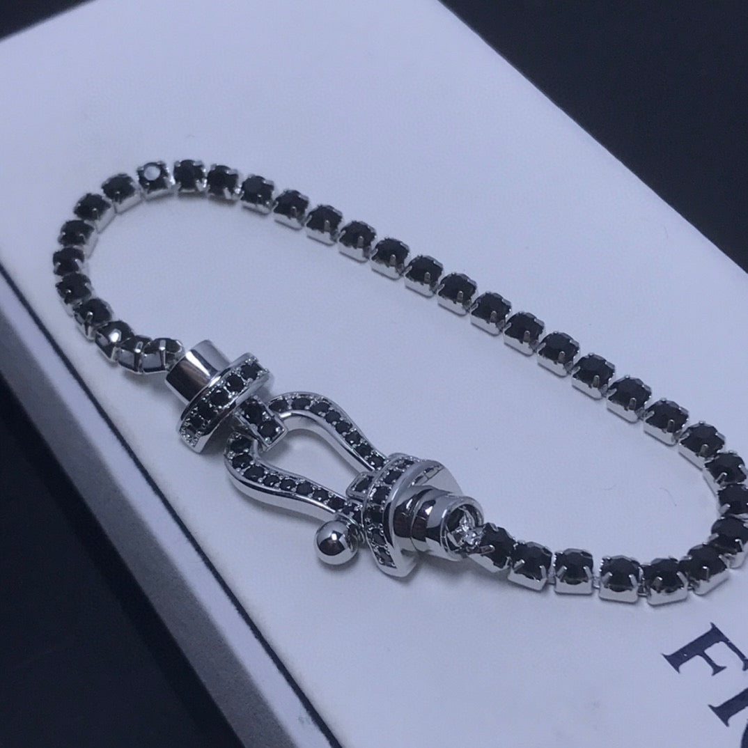 [Solara Jewelry]FORCE  LARGE HORSESHOE FULL DIAMOND TENNIS BRACELET