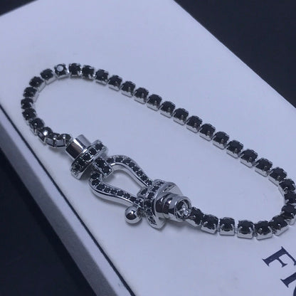 [Solara Jewelry]FORCE  LARGE HORSESHOE FULL DIAMOND TENNIS BRACELET