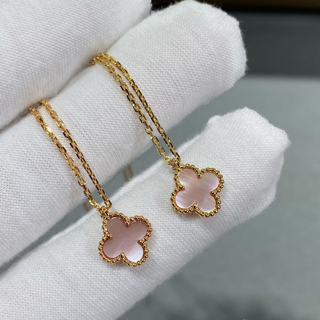 [Solara Jewelry]CLOVER 15MM PINK MOTHER-OF-PEARL SINGLE FLOWER NECKLACE