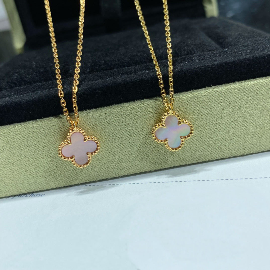 [Solara Jewelry]CLOVER 15MM PINK MOTHER-OF-PEARL SINGLE FLOWER NECKLACE