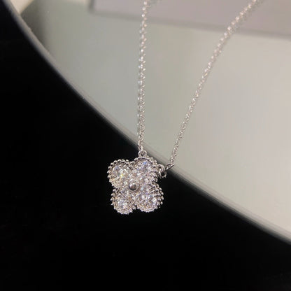 [Solara Jewelry]CLOVER 15MM DIAMOND SINGLE FLOWER NECKLACE