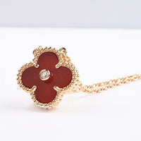 [Solara Jewelry]CLOVER 15MM DIAMANT-KARNEOL-HALSKEtte