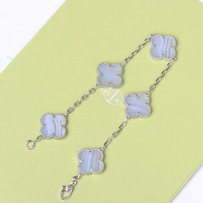 [Solara Jewelry]CLOVER  5 MOTIF PURPLE CHALCEDONY BRACELET SILVER