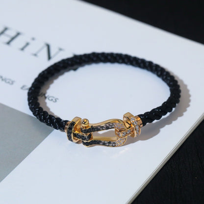 [Solara Jewelry]FORCE LARGE HORSESHOE BLACK WHITE DIAMOND BRACELET ROSE GOLD
