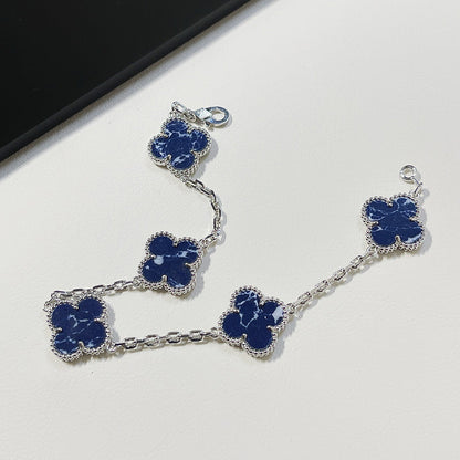 [Solara Jewelry]CLOVER 5 MOTIF PIETERSITE SILVER BRACELET