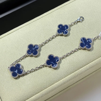 [Solara Jewelry]CLOVER 5 MOTIF PIETERSITE SILVER BRACELET