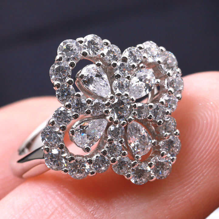 [Solara Jewelry]LOOP RING FULL MOTIF DIAMOND 16MM SILVE