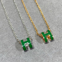 [Solara Jewelry]POP H GREEN NECKLACE SILVER AND GOLD